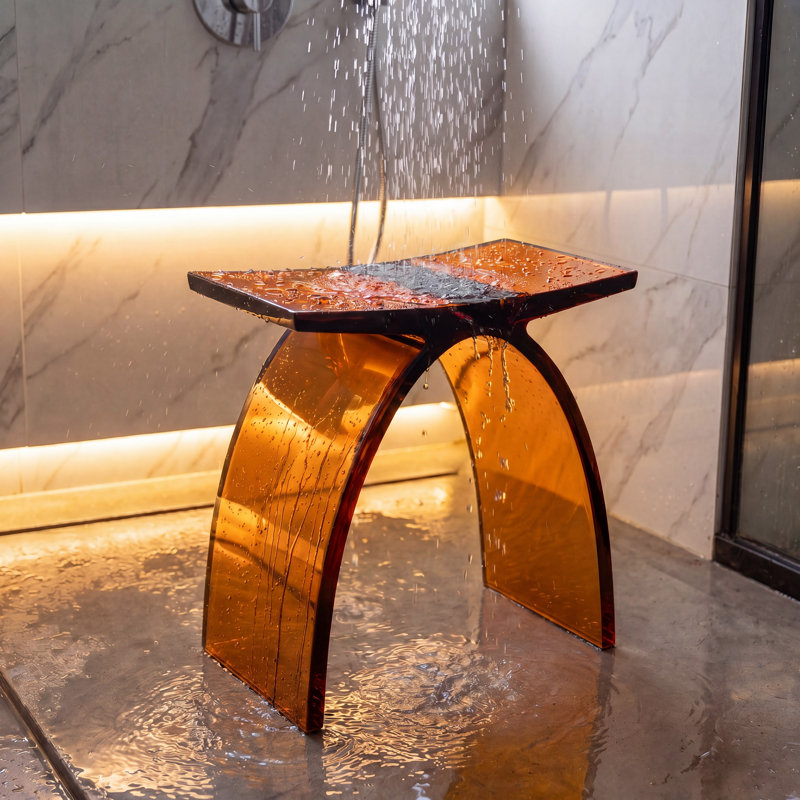 Tabouret de douche Casince, Ambre transparent