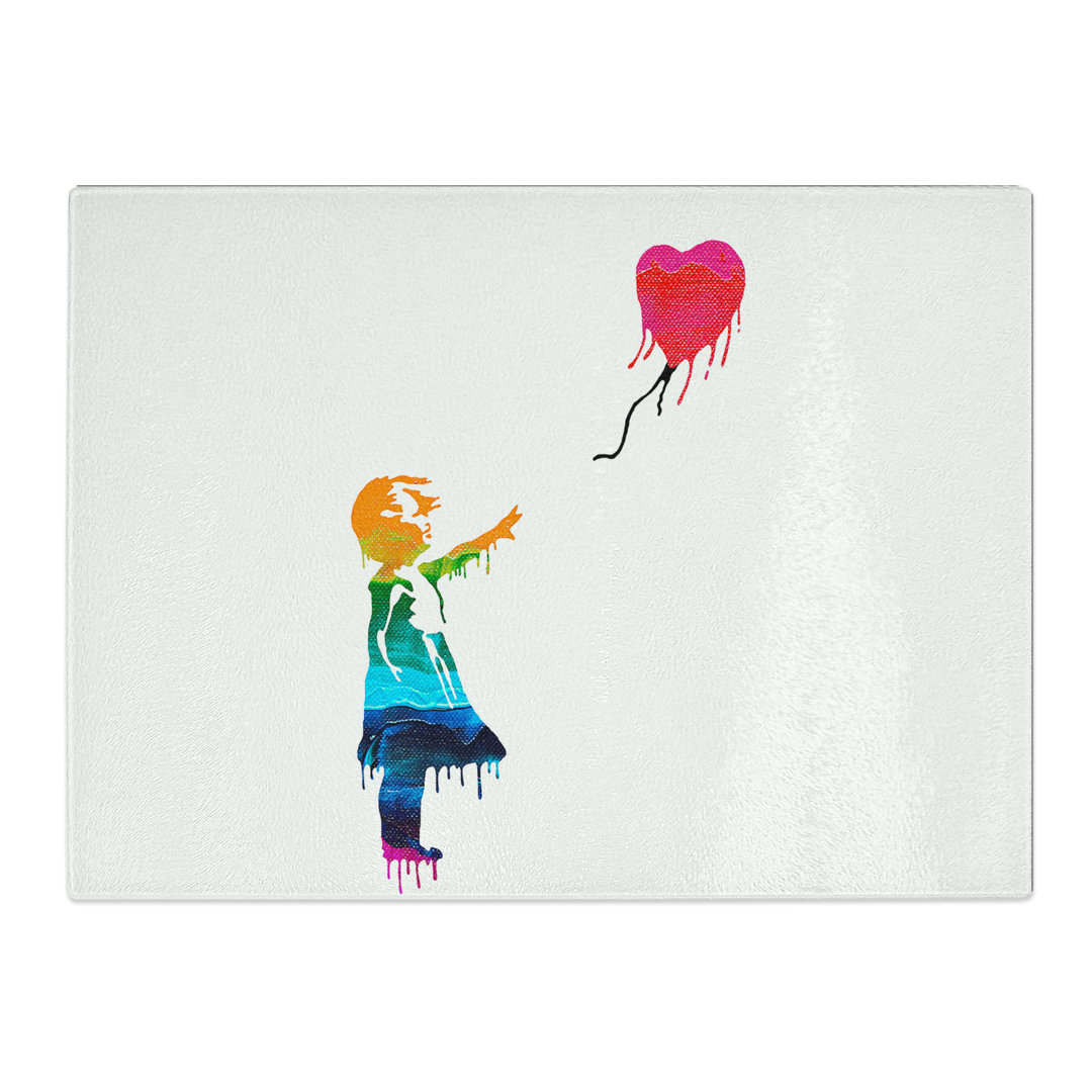 Banksy Balloon Girl Graffiti  Glass Chopping Board
