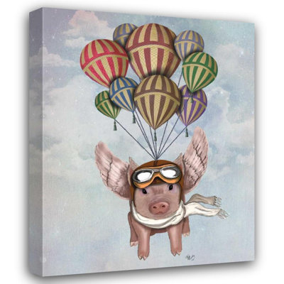Art sur toile tendue Trinx Fab Funky Gallery: Cochon et ballons