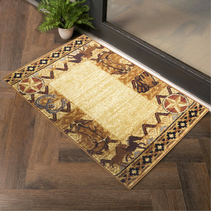 Beige Southwest Area Rug, Rectangle 7'10" x 10'3"