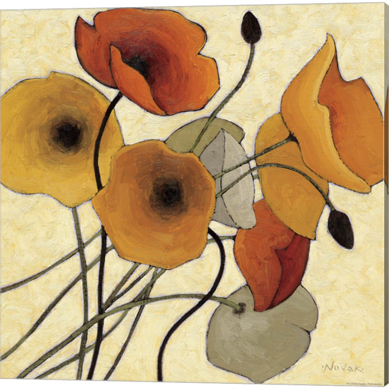 «Pumpkin Poppies» par Shirley Novak, art sur toile (ensemble de 2)