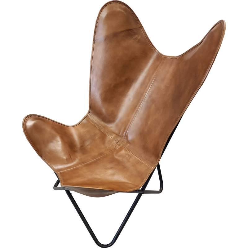 Chaise papillon, Cuir véritable brun