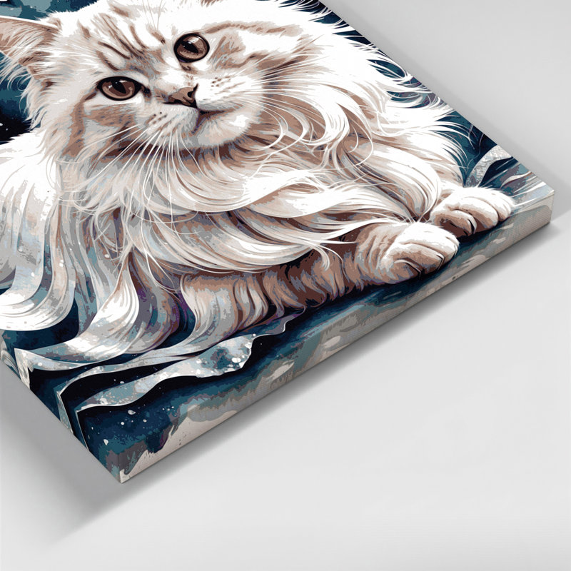 Art mural sur toile chats manchouriens gris, H 11 po x l 14 po