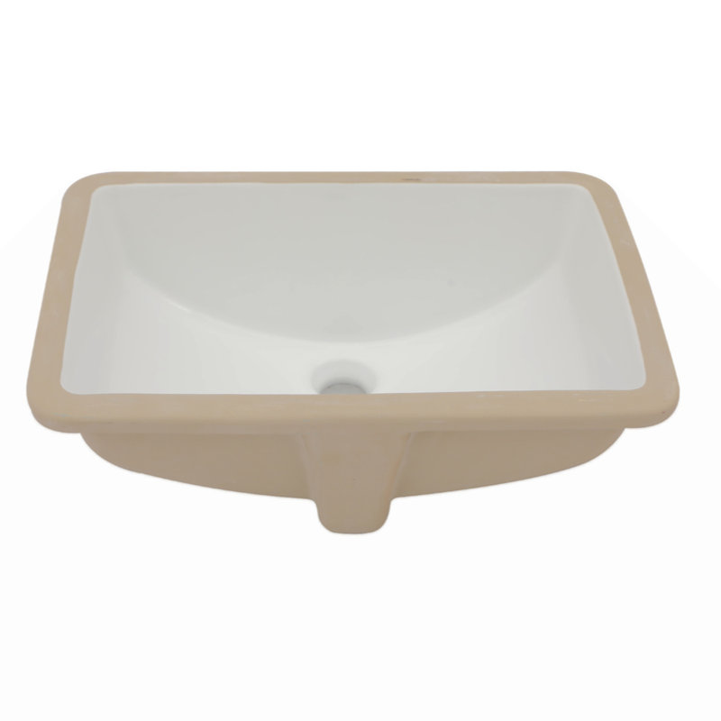 Ceramic Rectangular Undermount Bathroom Sink With Overflow Pedestal Sink