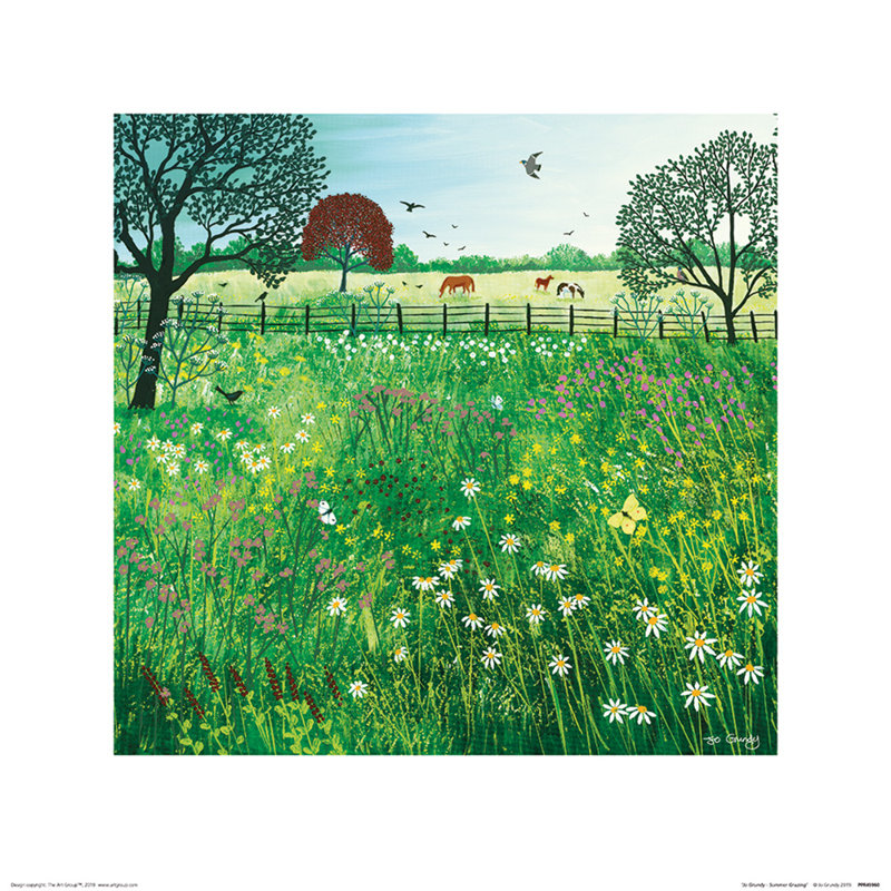 Summer Grazing by Jo Grundy - Painting, 40 cm H x 40 cm W