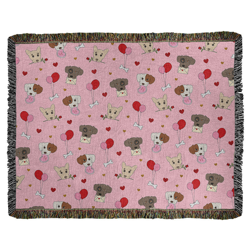 Hand Woven Throw Blanket, 80" W x 60" L, Pink/Brown
