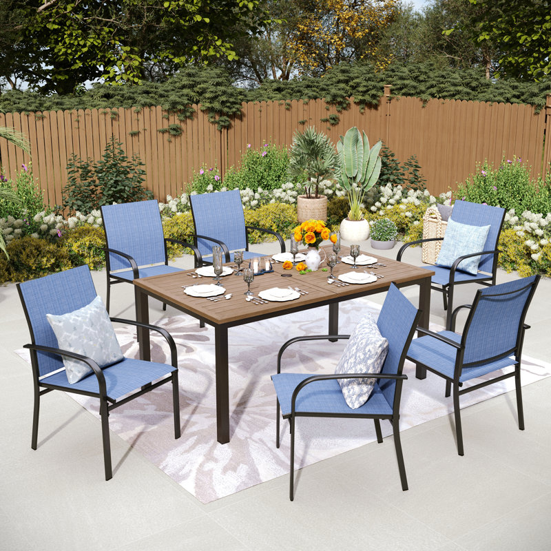 Sutiya 6 - Person Patio Dining Set with Rectangular Table, Red