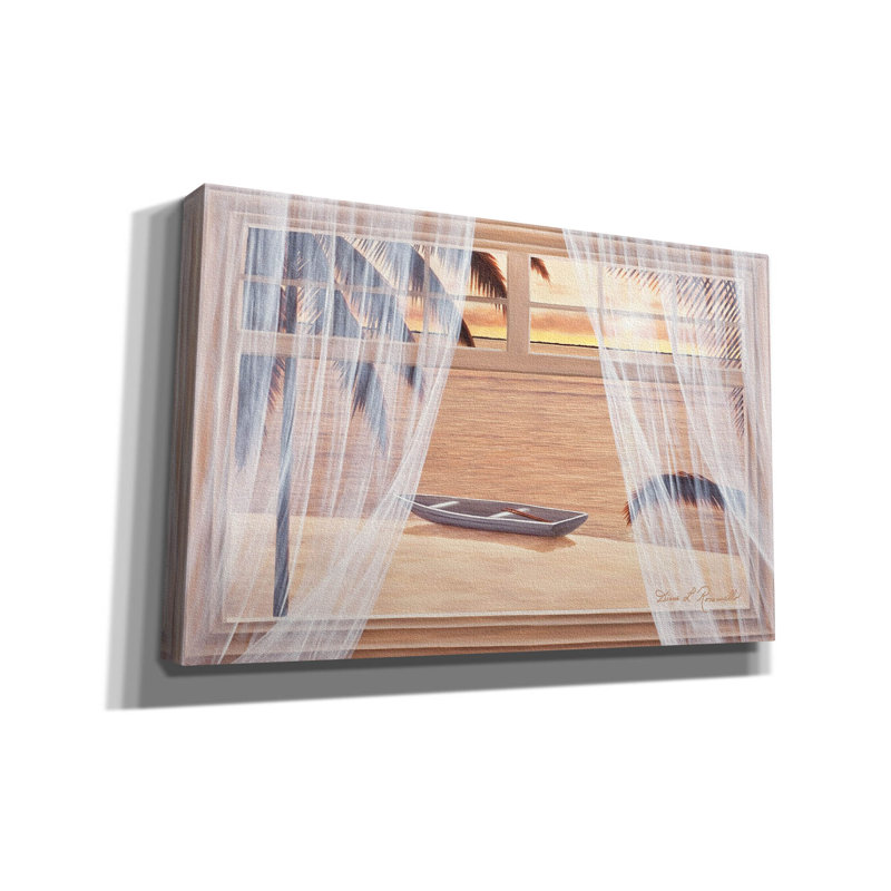«Amber Palms with Window» par Diane Romanello, art mural sur toile, 40 po x 26 po