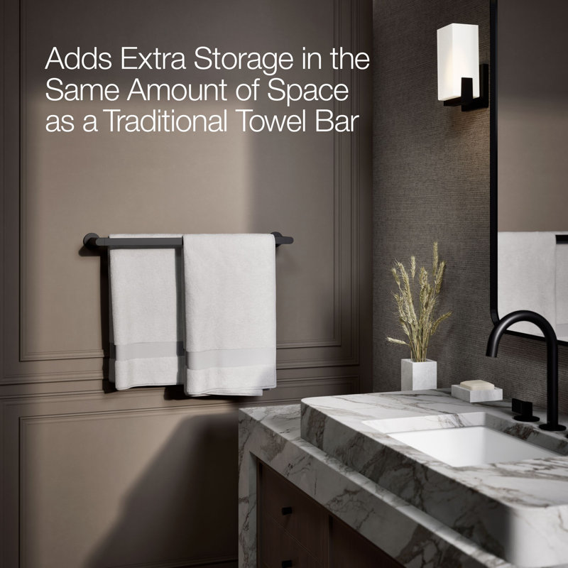 24" Wall Mounted Double Towel Bar, Matte Black