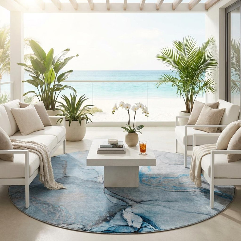 Tapis intérieur rond rond antidérapant 8 pi