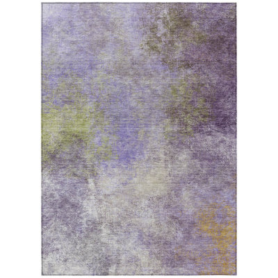 Machine Washable Indoor/Outdoor Xhevrie Purple Rug