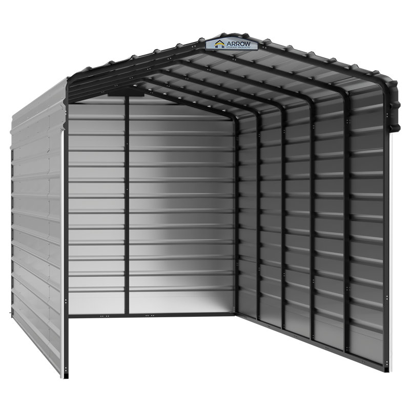 Steel Carport With 3 Wall Kits, 10X24X09, White