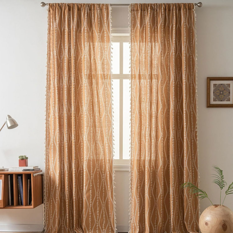 Polyester Exquiste Pattern Print Curtains 2 Panel, 52" W x 63" L