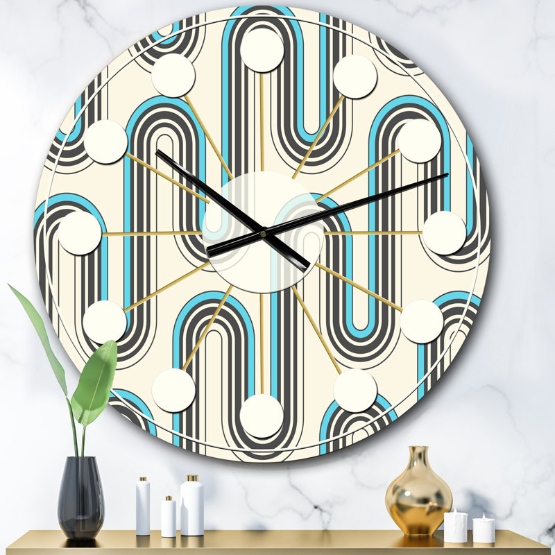 Horloge murale rétro Mid-Century, Surdimensionné