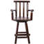 Tabouret de bar rustique avec repose-pieds ergonomique et pivotant à 360 degrés en bois de sapin brun-873721384