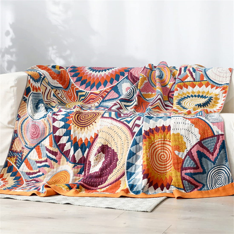 Clirim Cotton Sofa Cover Bedspread Light Boho Style, 200X230 Cm (78X90 In) Blanket