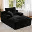 Canapé de 47 po et méridienne à compression de 65 po de profondeur sans os, canapé simple en tissu de velours côtelé avec accoudoirs doubles larges et coussins, canapé sans assemblage sous vide pour le salon de la chambre à coucher, noir-129462436