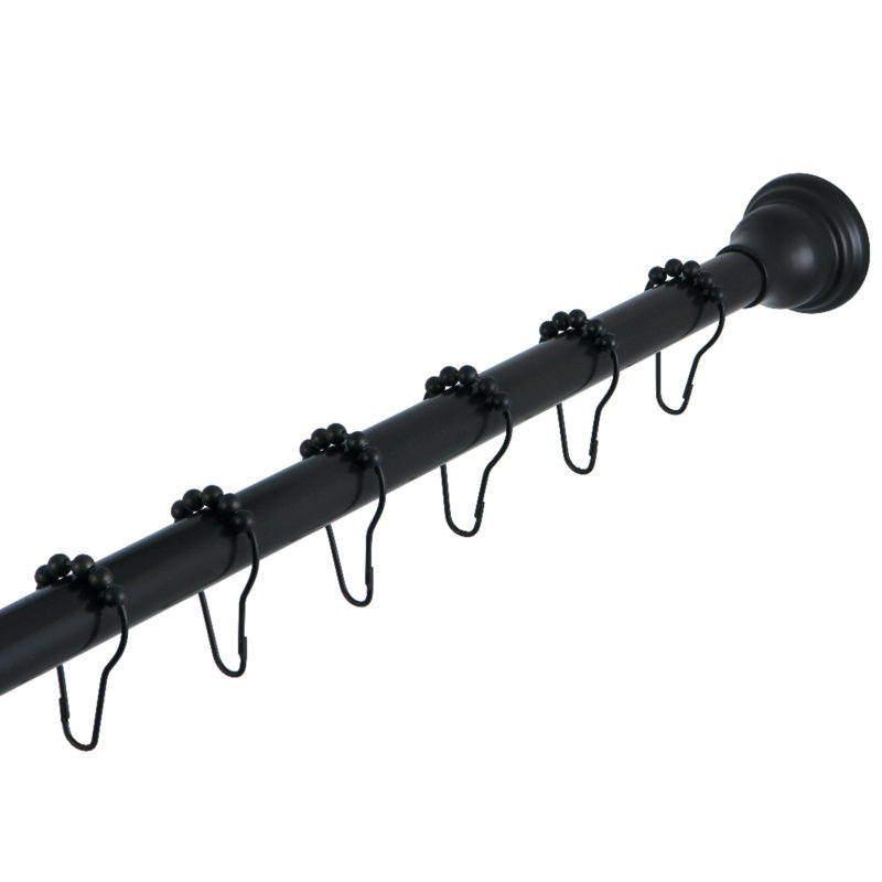 Kingston Brass Edenscape 60-Inch to 72-Inch Adjustable Shower Curtain Rod with Rings Combo, Matte Black