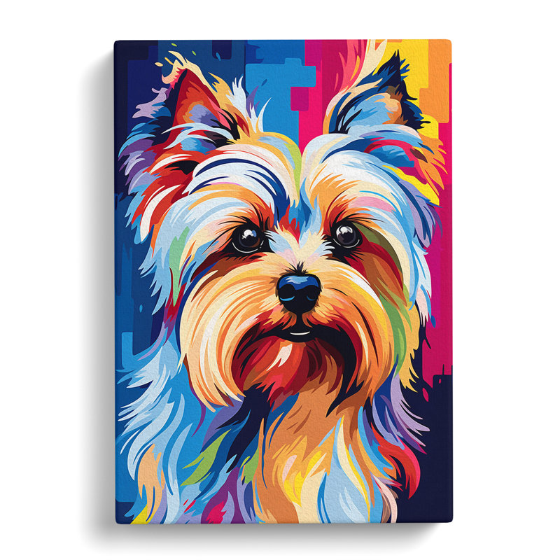 Yorkshire Terrier Abstract Art - Wrapped Canvas, 50cm H x 35cm W x 3cm D
