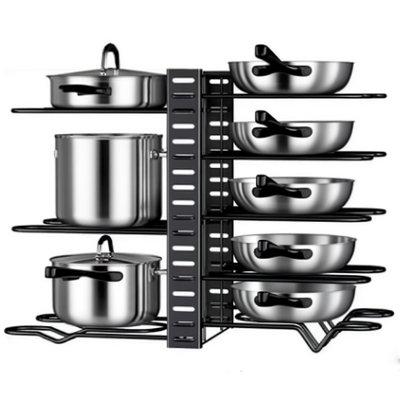 Support de rangement en acier au carbone, casserole et couvercle pour armoire de cuisine