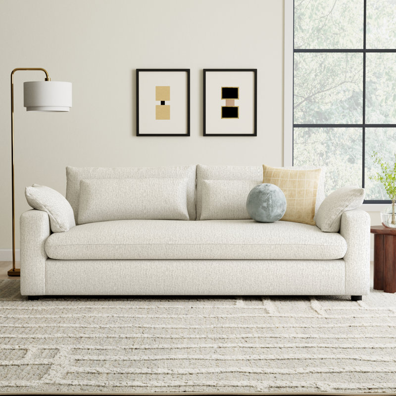 Remy 90'' Upholstered Sofa, Nomad Snow Crypton® Chenille