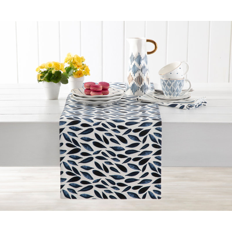 Lenox Blue and White Reversible Polyester Table Runner