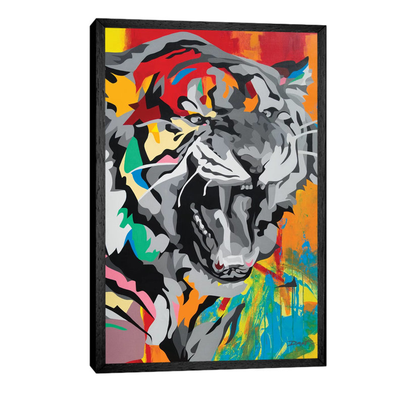 Tiger by DAAS - Print on Canvas, 66.04 cm H x 45.72 cm W, Black Framed