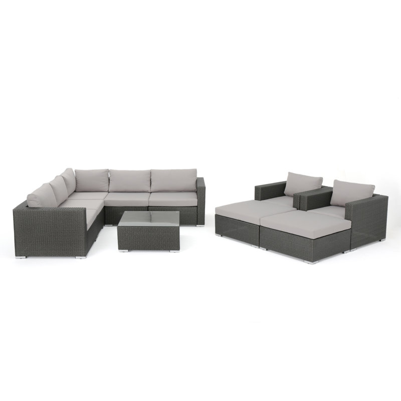 Jossif 7 - Person Patio Conversation Set with Cushions, Gray