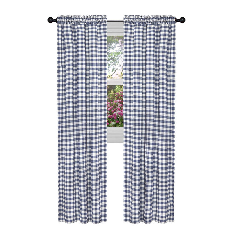 Paire de rideaux semi-transparents avec passe-tringle Ramillies, Marine, 42" W x 95" L