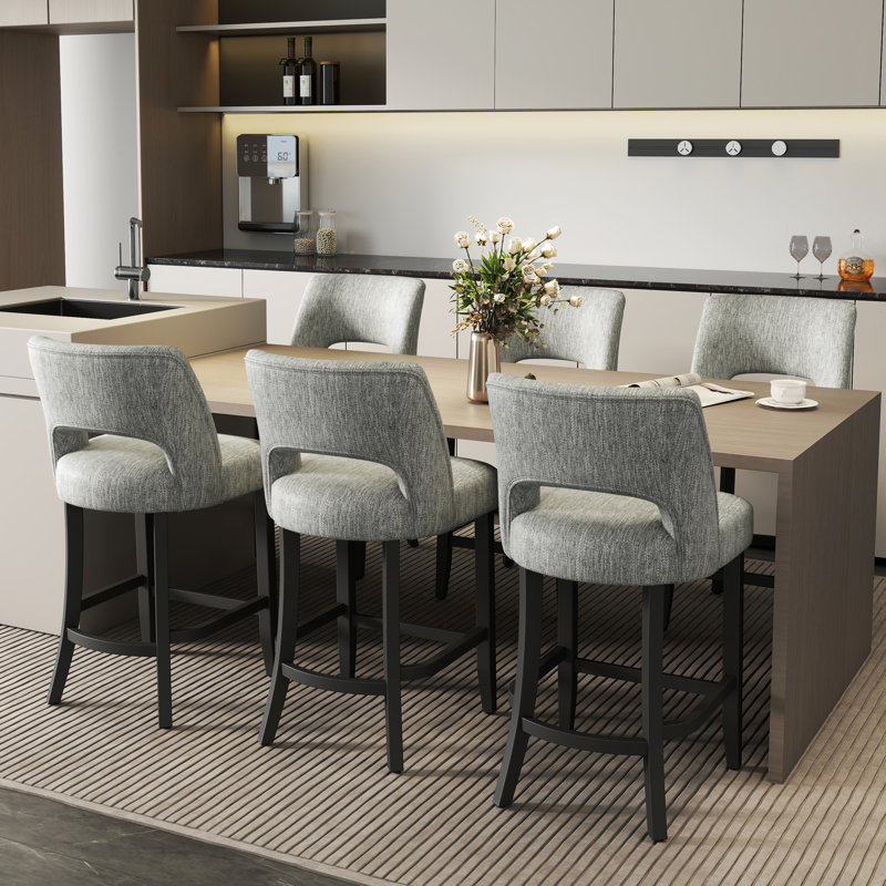 Tabouret de bar Bisto, Pieds noirs gris clair