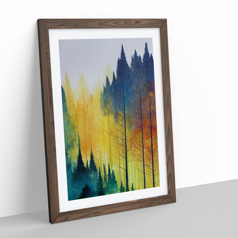 Luminous Forest - Single Picture Frame Print, 46cm H x 34cm W x 2cm D, Walnut