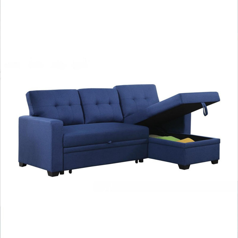 Canapé modulaire rembourré escamotable, Lin bleu