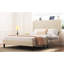 Structure de lit plateforme double avec tête de lit et station de charge, revêtement en velours beige, bruit, facile à assembler, aucun sommier requis, lattes en métal pour le support du matelas - dans la tête de lit,-2075191667