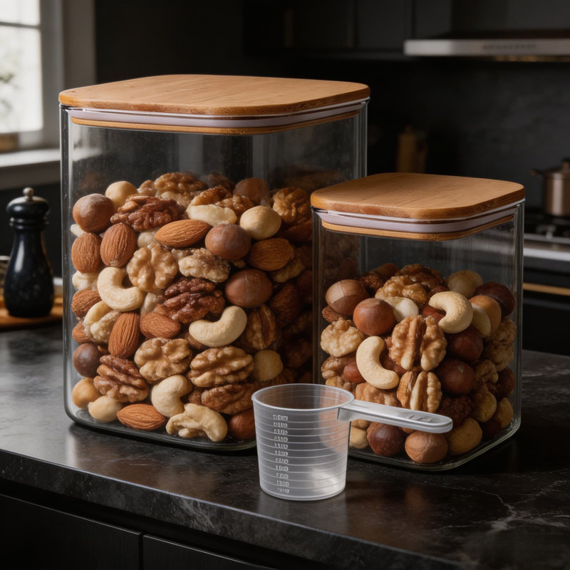 Contenants en verre pour aliments avec des couvercles en bambou hermétiques