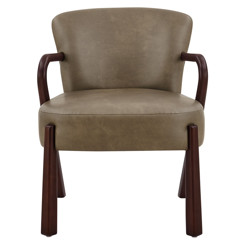Fauteuil d'appoint rembourré en similicuir Arden, Champignon, Brun