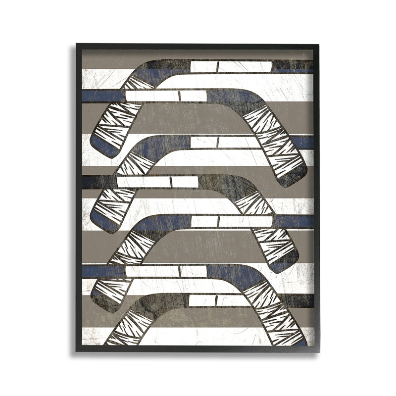 «Hockey Sticks», art mural sur toile par Lil 'Rue, Giclée encadrée noir minuit, 30" H x 24" W