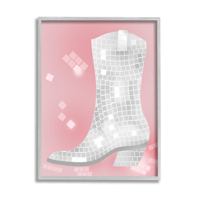 " Pink Disco Pattern Cowboy Boot " by Lil' Rue