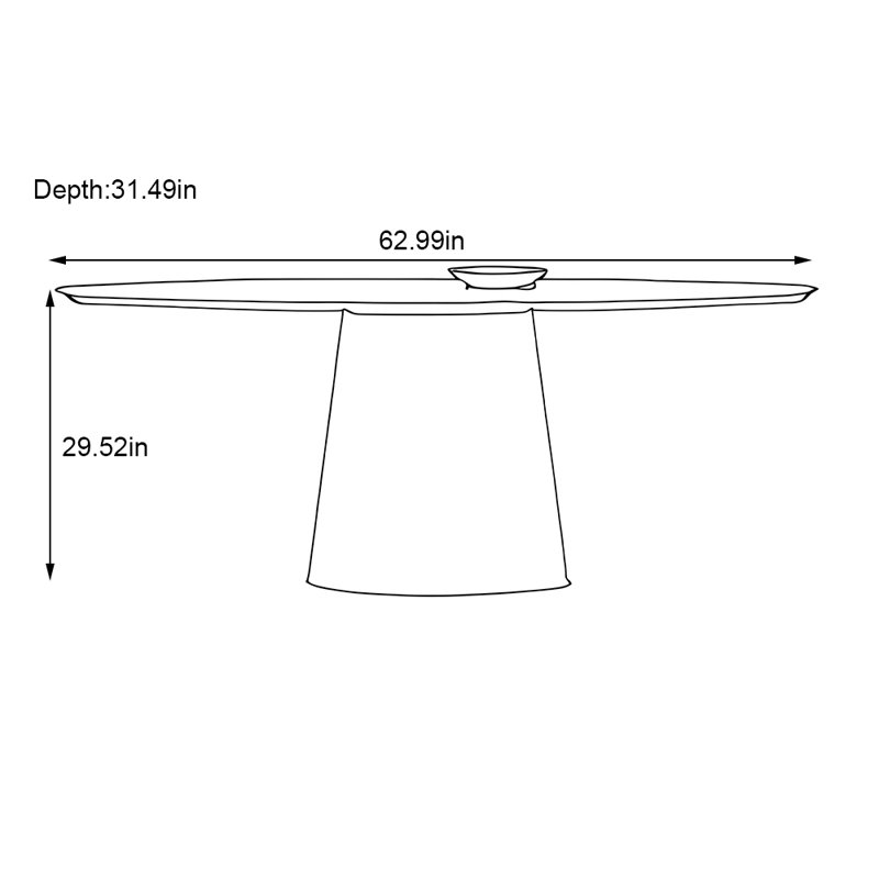 Table de salle à manger de forme ovale en pierre, H 29,52 po x L 62,99 po x l 31,49 po