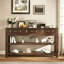 Console 63 po avec 3 tiroirs de rangement et 2 tablettes de présentation, table de canapé avec poignées décoratives en métal-1495410216
