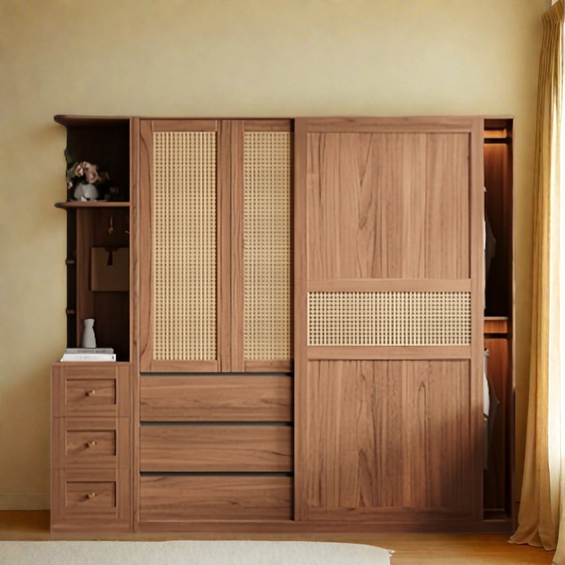 Garde-robe coulissante simple et élégante en osier, H 78,74 po x l 78,74 po x P 23,62 po