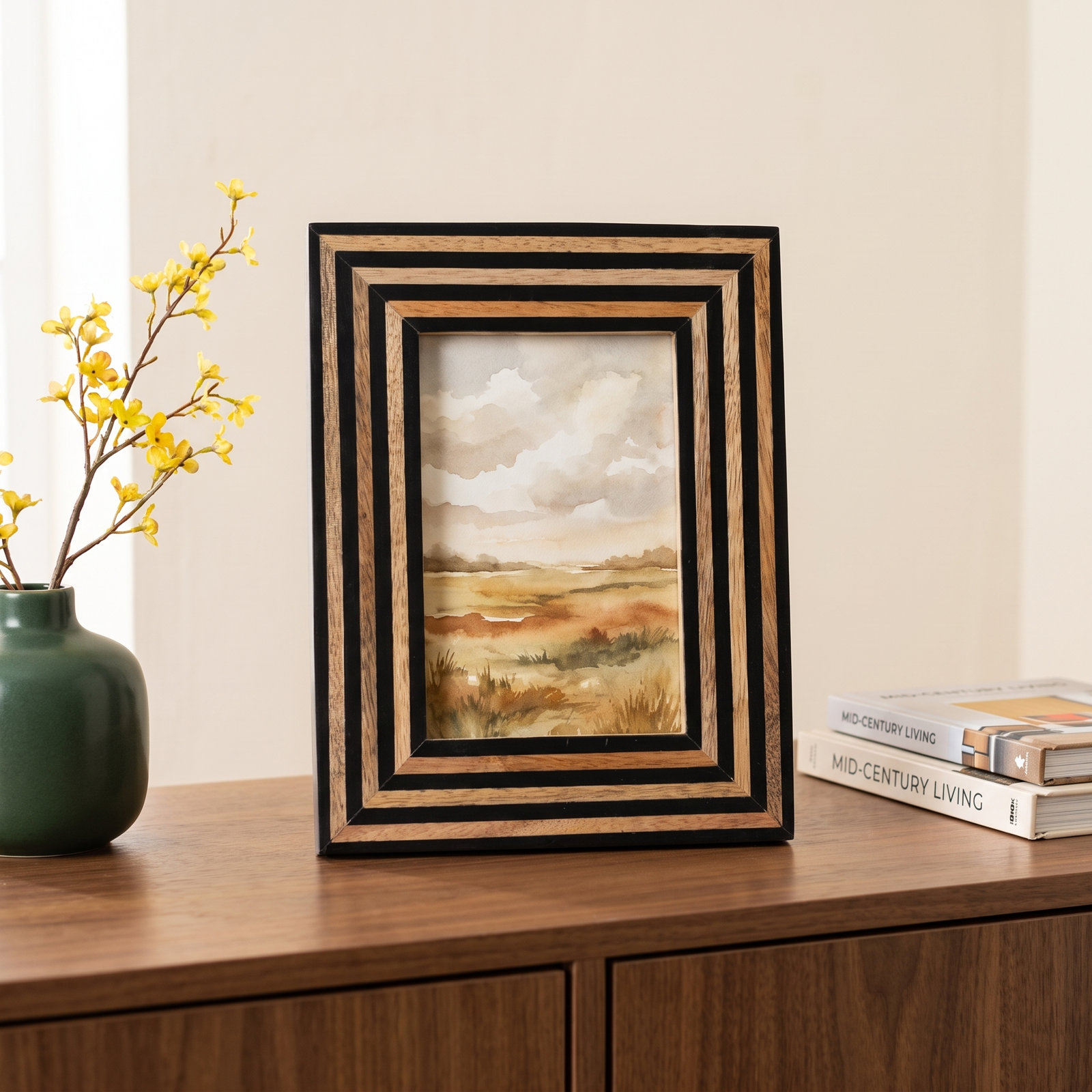 Lesleigh Picture Frame, Black/Brown, 4" W x 6" H