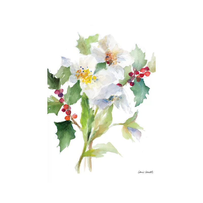 «Christmas Bouquet II» par Lanie Loreth - peinture sur toile tendue, H 26 po x l 18 po x 1,5 po