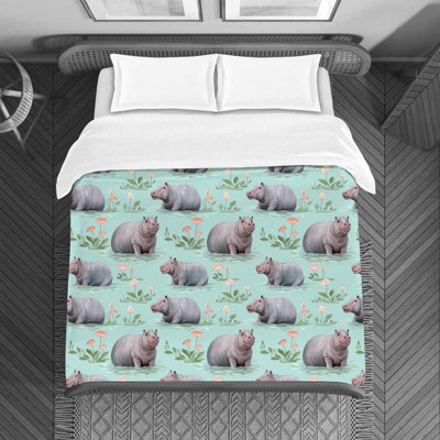 Waterlily Hippo Duvet Cover
