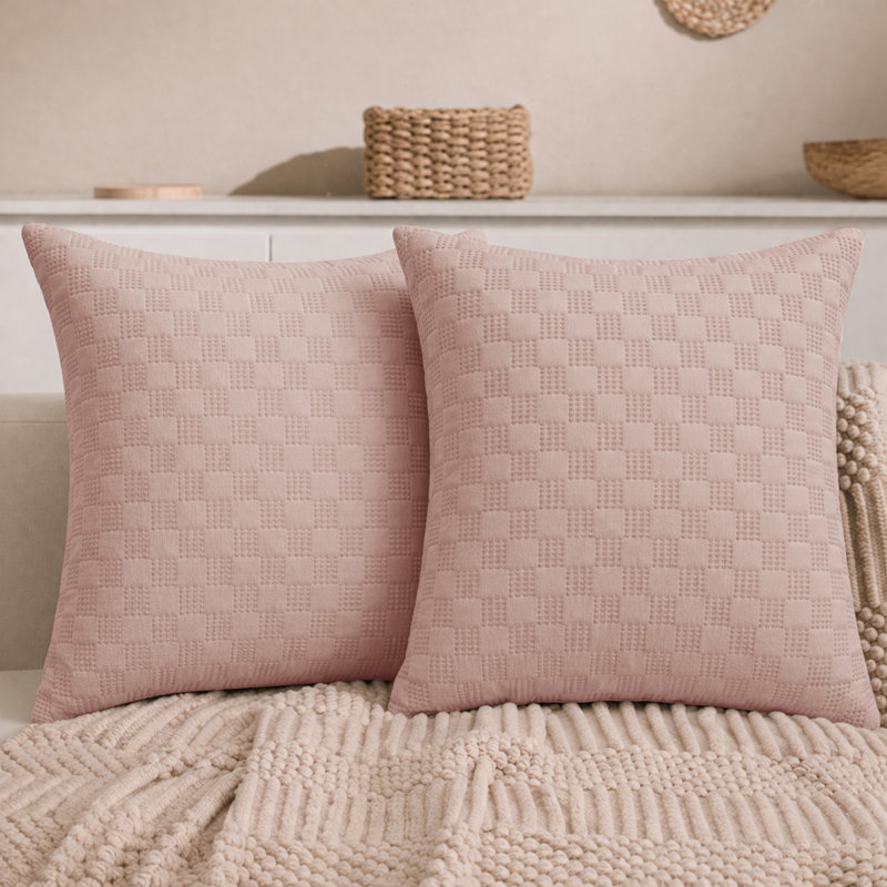 Aspire Homeware Embossed Square Velvet Cushion Covers, Pack of 2, PINK