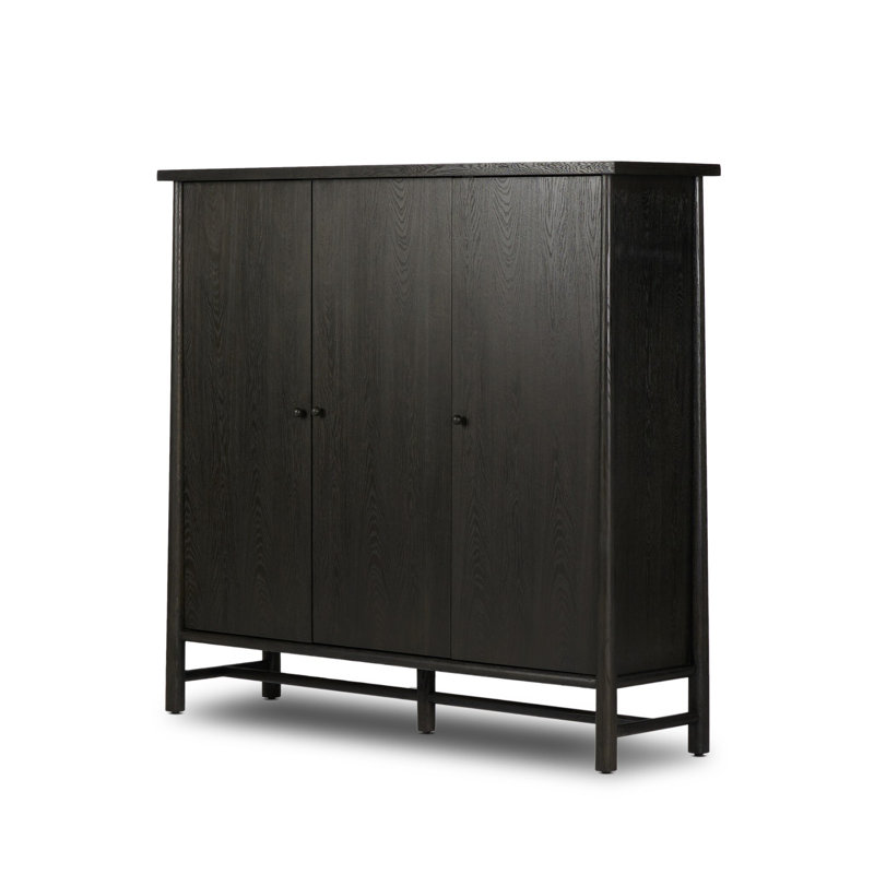 Renaud 3-Door Cabinet-Dark Toasted Oak, Black