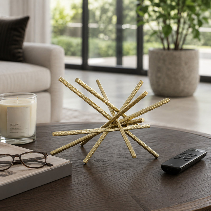 Calume Abstract Bar ObjectDecorative Metal Spiked Bar Object Sculpture for Home Decor - Abstract Sculpture Figurine Accent as Decorations for Living Room Display and Table Styling