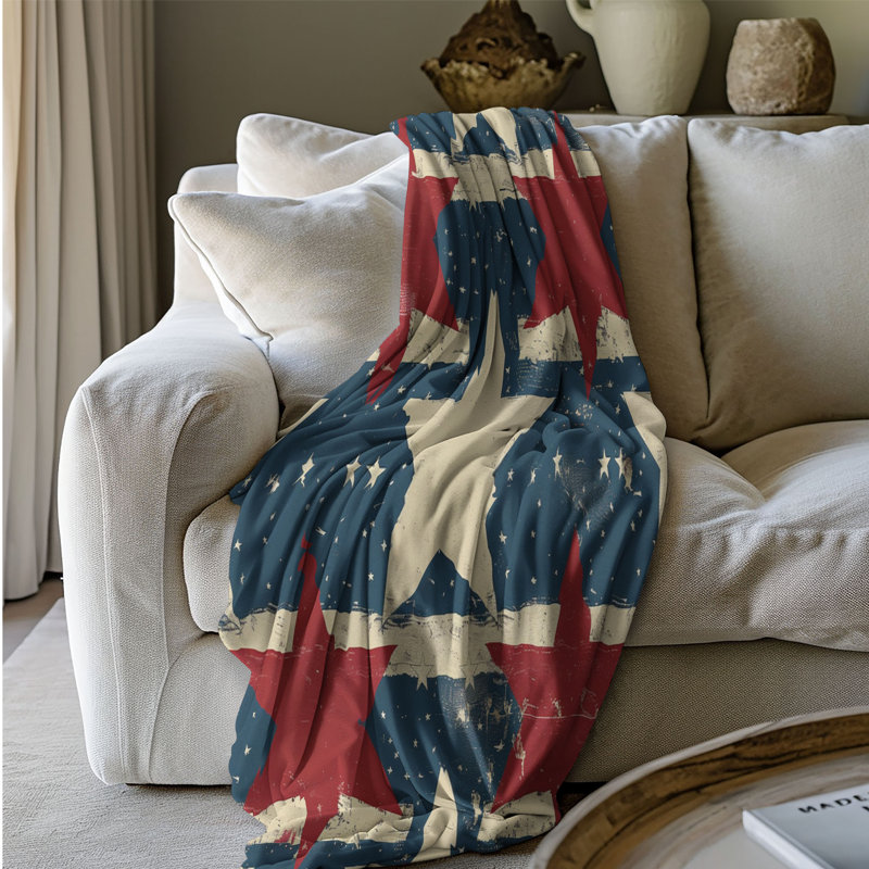 USA Tribute - couverture Sherpa de qualité supérieure 1 pièce WB_FL_100624_0170, L 50 po x L 60 po