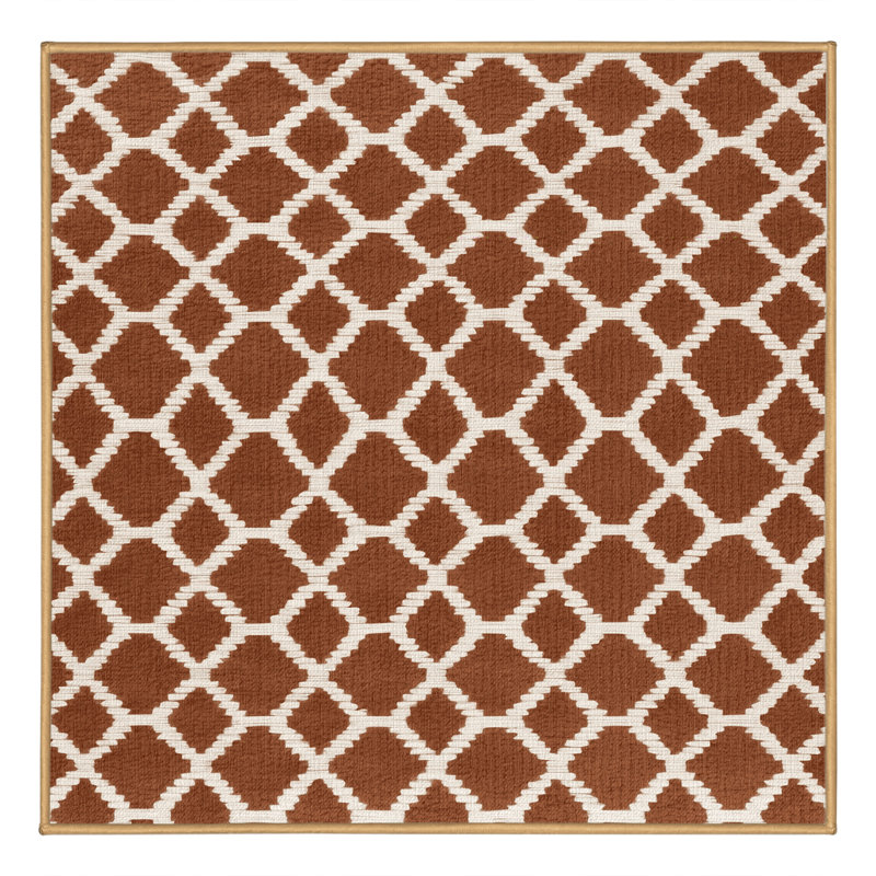 Machine Washable Trellis Brown Area Rug, Square 4'