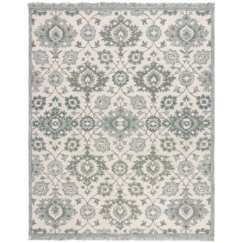 Hand Tufted Wool/Cotton Oriental Rug in Grey/Beige, Rectangle 8' x 10'