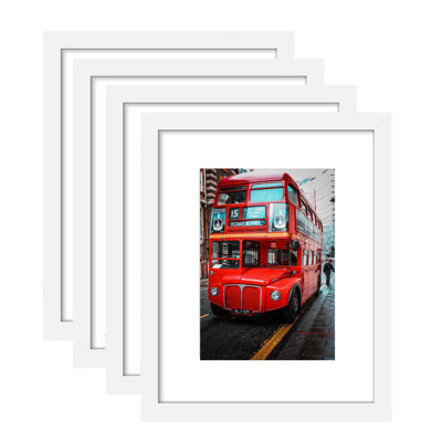 8x10 Picture Frames Set of 4, Photo Frames with Removable Mat for 5x7 or 8x10 Photos, PVC Glass Protection for Wall & Tabletop Home Office Decor
